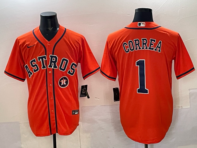 Men Houston Astros #1 Correa orange 2025 Nike MLB Jersey 005->houston astros->MLB Jersey
